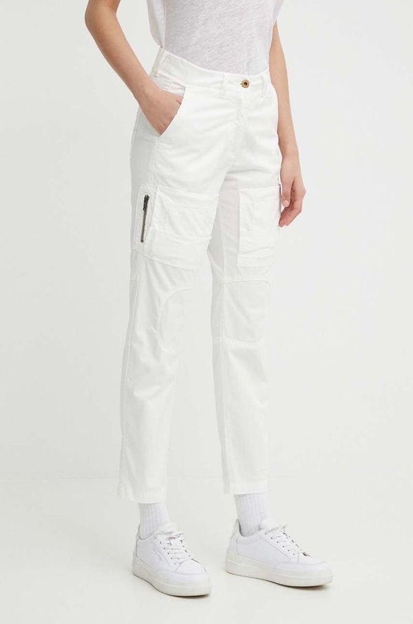 Aeronautica Militare Hlače Aeronautica Militare za žene, boja: bež, uski kroj, visoki struk, PA1589DCT3307