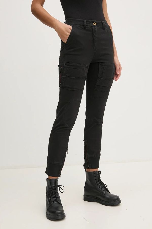 Aeronautica Militare Hlače Aeronautica Militare za žene, boja: crna, uski kroj, visoki struk, PA1616DCT3419