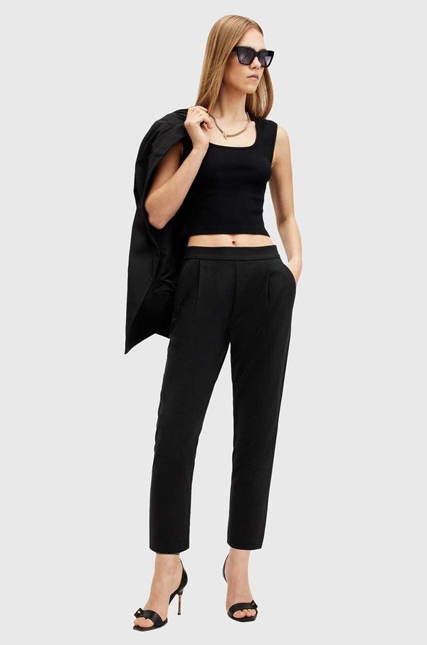 AllSaints Hlače AllSaints ALEIDA TRI TROUSER za žene, boja: crna, chinos kroj, srednje visoki struk, W009QZ