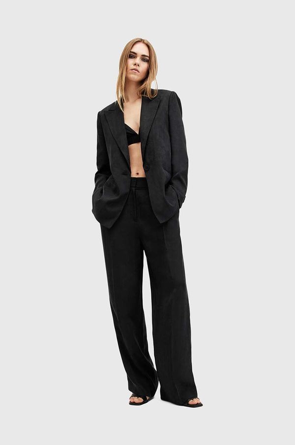 AllSaints Hlače AllSaints AVERIE TEN TROUSER za žene, boja: crna, široke, visoki struk, W027QC