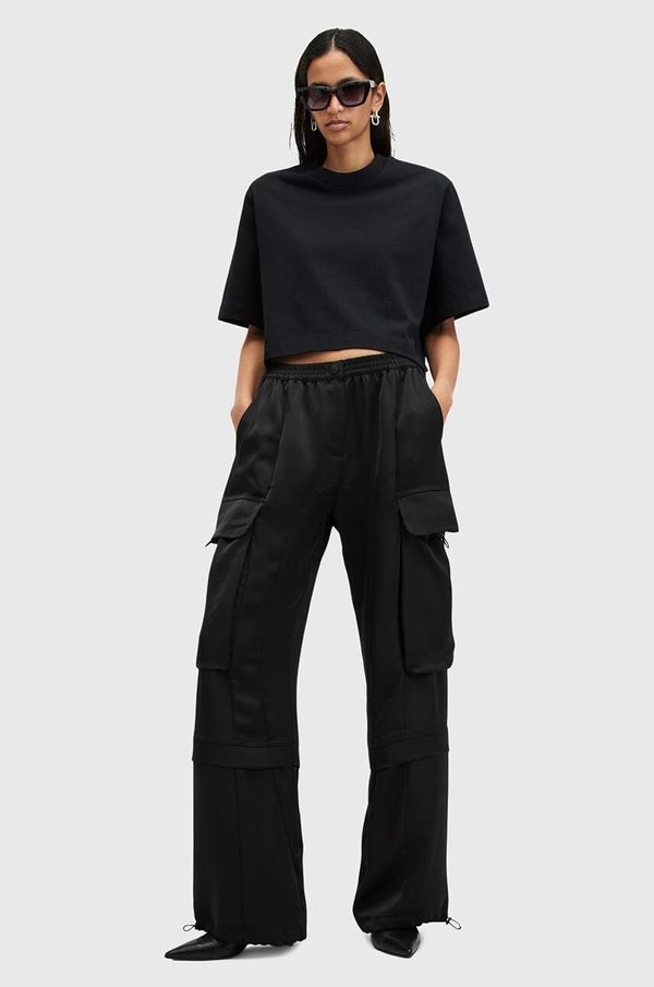 AllSaints Hlače AllSaints BARBARA TROUSER za žene, boja: crna, cargo kroj, visoki struk, W011TB