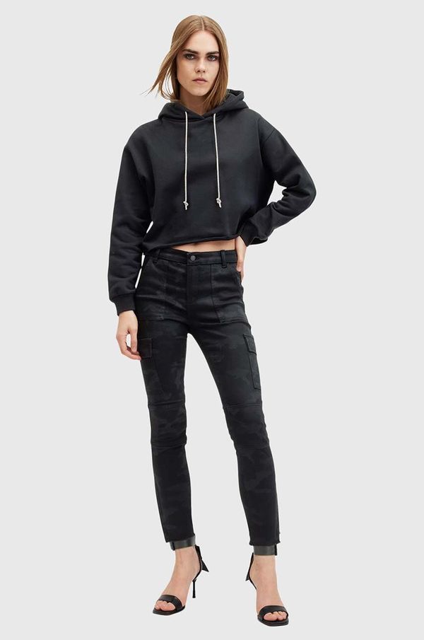 AllSaints Hlače AllSaints DURAN CAMO CARGO za žene, boja: crna, cargo kroj, visoki struk, W065EB