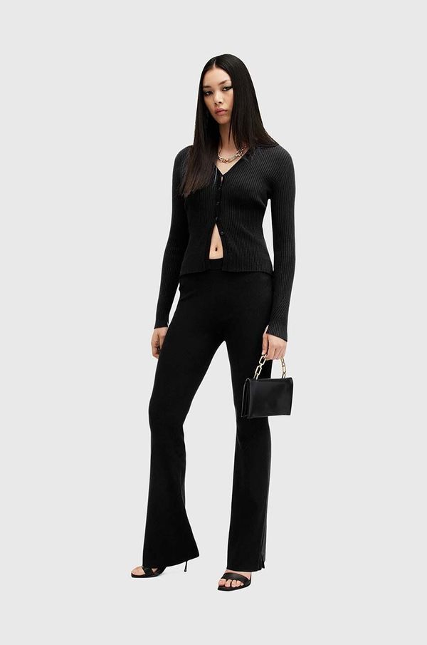 AllSaints Hlače AllSaints PEACHES boja: crna, široke, srednje visoki struk, W032TB