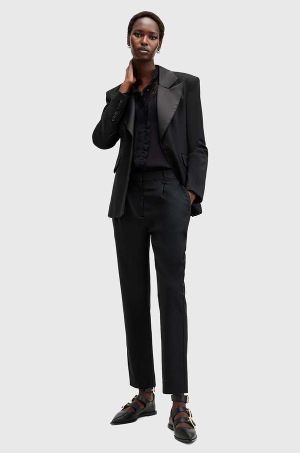 AllSaints Hlače AllSaints SISTER za žene, boja: crna, kroj cigarette, srednje visoki struk, W004QB