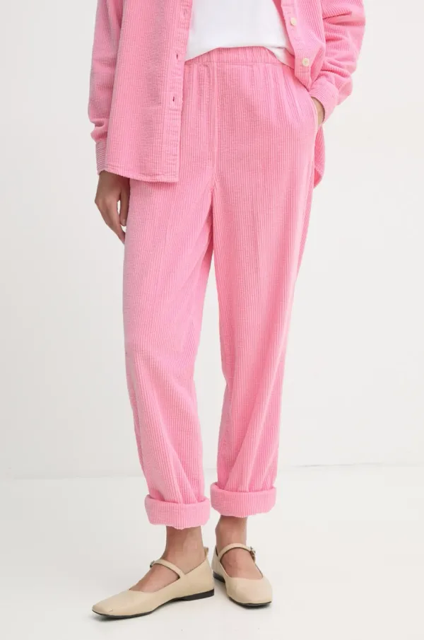 American Vintage Hlače American Vintage za žene, boja: ružičasta, široke, visoki struk, PADO137E25