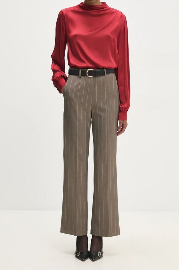 Answear Lab Hlače Answear Lab za žene, boja: bež, kroj cigarette, visoki struk