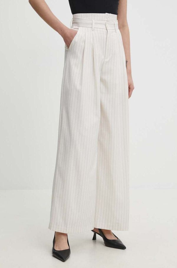 Answear Lab Hlače Answear Lab za žene, boja: bež, ravni kroj, visoki struk