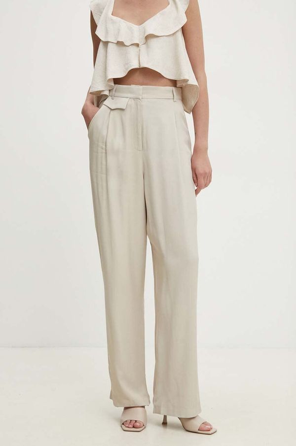 Answear Lab Hlače Answear Lab za žene, boja: bež, ravni kroj, visoki struk