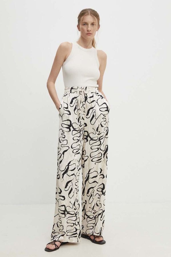 Answear Lab Hlače Answear Lab za žene, boja: bež, ravni kroj, visoki struk