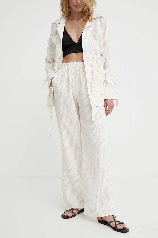 Answear Lab Hlače Answear Lab za žene, boja: bež, ravni kroj, visoki struk