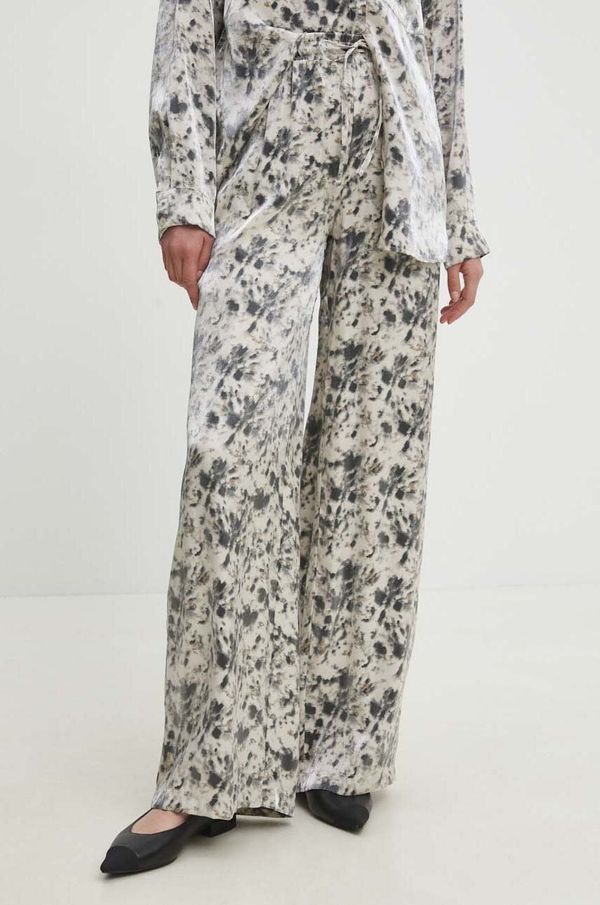 Answear Lab Hlače Answear Lab za žene, boja: bež, široke, visoki struk