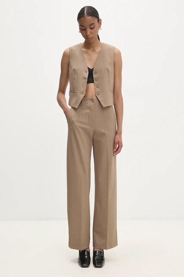 Answear Lab Hlače Answear Lab za žene, boja: bež, široke, visoki struk