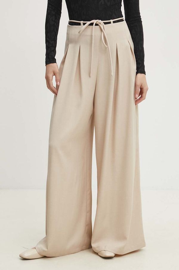 Answear Lab Hlače Answear Lab za žene, boja: bež, široke, visoki struk