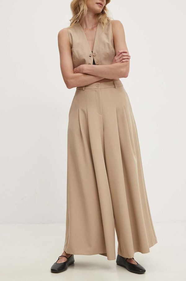 Answear Lab Hlače Answear Lab za žene, boja: bež, široke, visoki struk