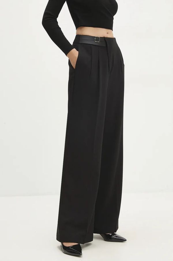 Answear Lab Hlače Answear Lab za žene, boja: crna, ravni kroj, visoki struk