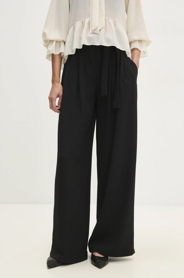 Answear Lab Hlače Answear Lab za žene, boja: crna, ravni kroj, visoki struk