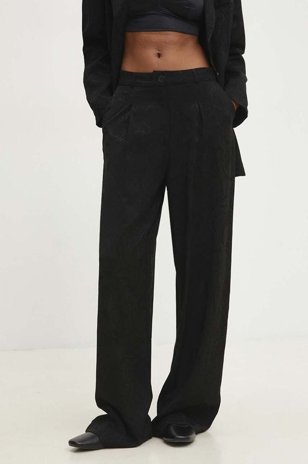 Answear Lab Hlače Answear Lab za žene, boja: crna, ravni kroj, visoki struk