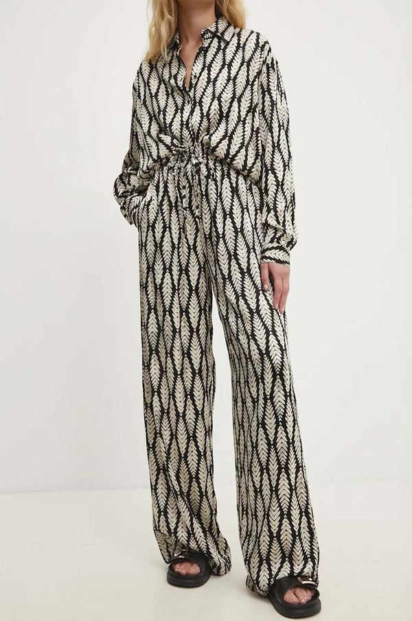 Answear Lab Hlače Answear Lab za žene, boja: crna, ravni kroj, visoki struk