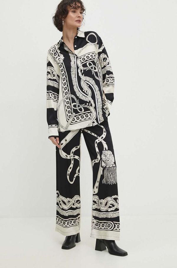 Answear Lab Hlače Answear Lab za žene, boja: crna, ravni kroj, visoki struk