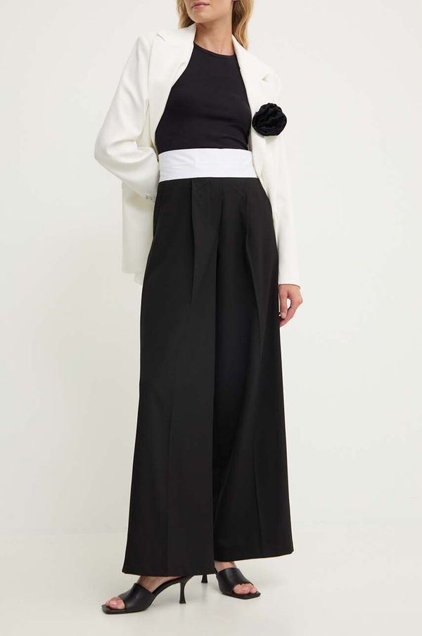 Answear Lab Hlače Answear Lab za žene, boja: crna, široke, visoki struk