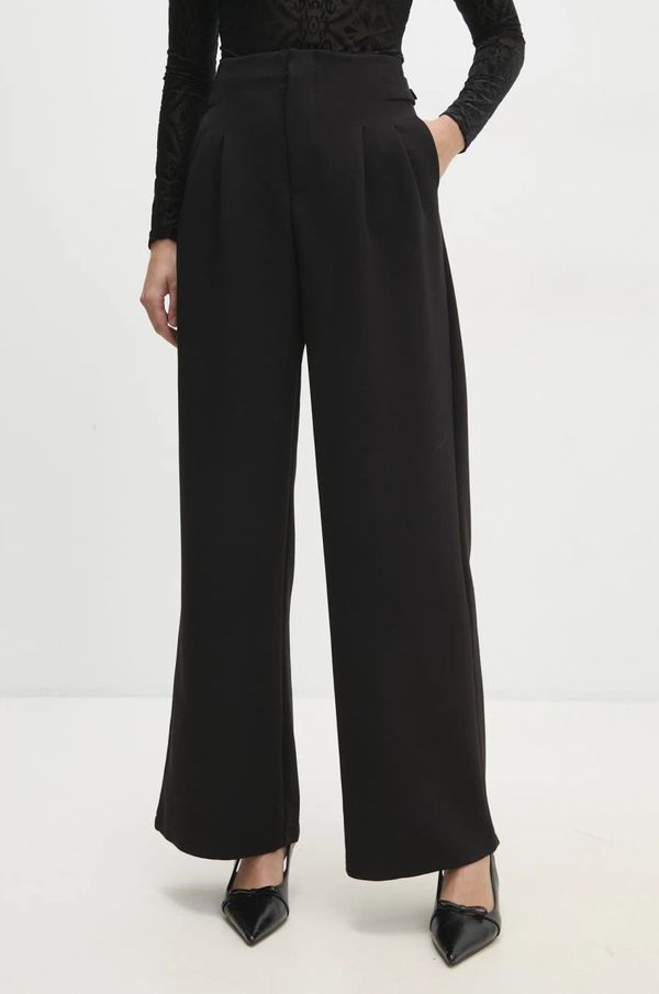 Answear Lab Hlače Answear Lab za žene, boja: crna, široke, visoki struk