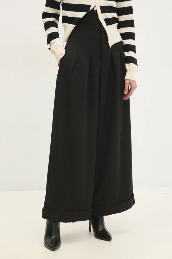 Answear Lab Hlače Answear Lab za žene, boja: crna, široke, visoki struk