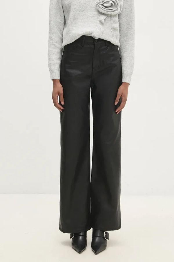 Answear Lab Hlače Answear Lab za žene, boja: crna, široke, visoki struk