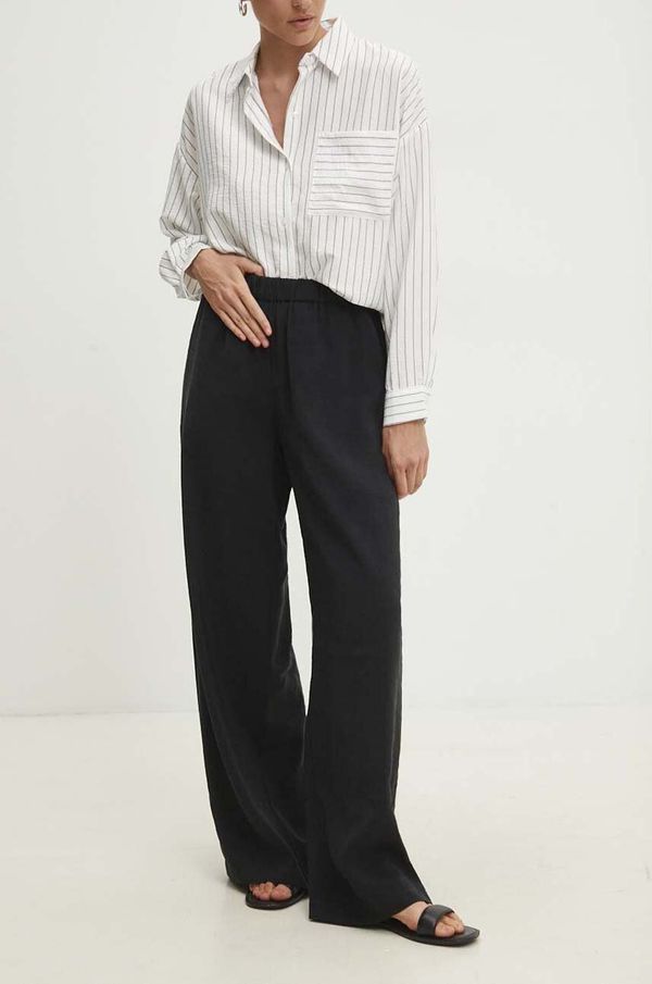 Answear Lab Hlače Answear Lab za žene, boja: crna, široke, visoki struk