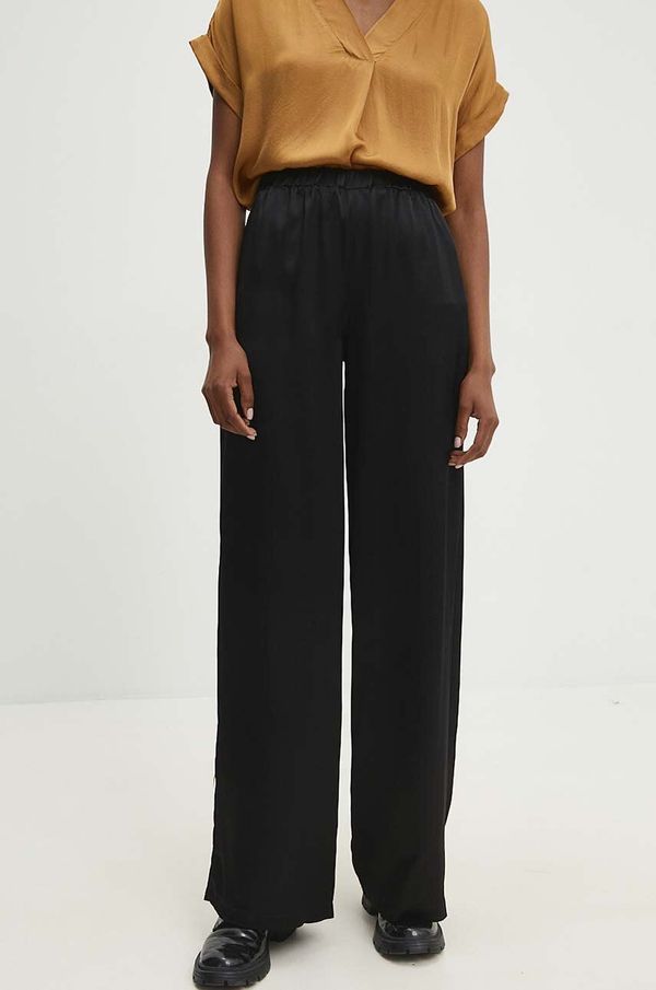 Answear Lab Hlače Answear Lab za žene, boja: crna, široke, visoki struk