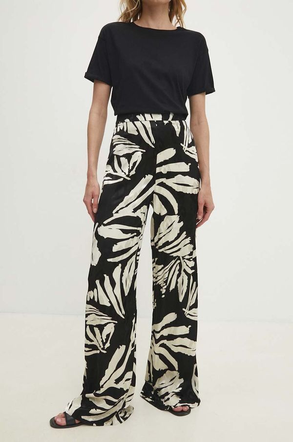 Answear Lab Hlače Answear Lab za žene, boja: crna, široke, visoki struk