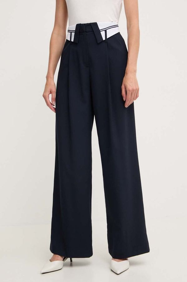 Answear Lab Hlače Answear Lab za žene, boja: crna, široke, visoki struk