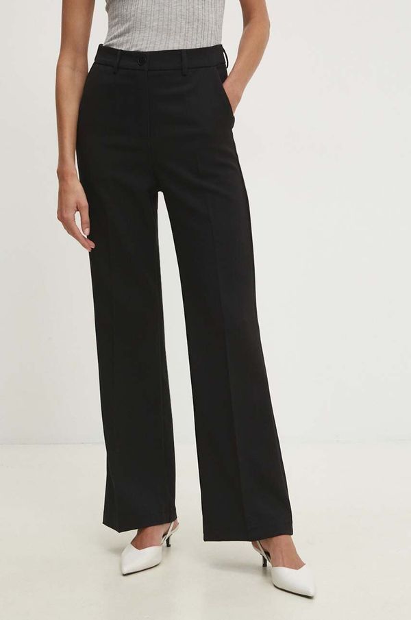 Answear Lab Hlače Answear Lab za žene, boja: crna, široke, visoki struk