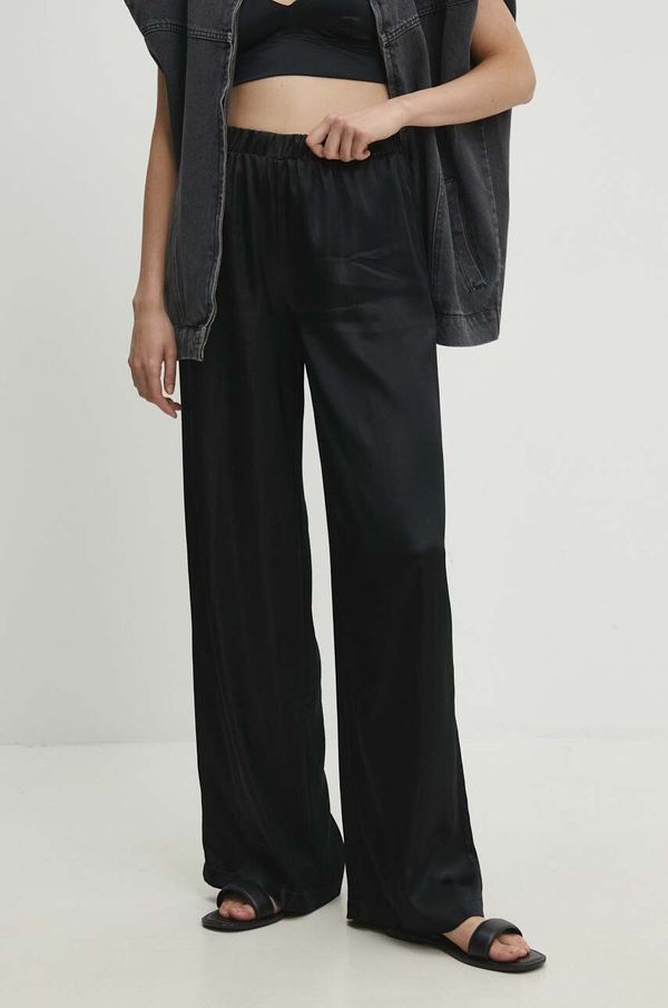 Answear Lab Hlače Answear Lab za žene, boja: crna, široke, visoki struk