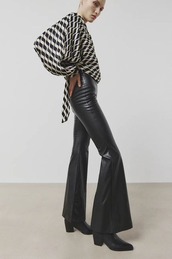 Answear Lab Hlače Answear Lab za žene, boja: crna, trapez, visoki struk