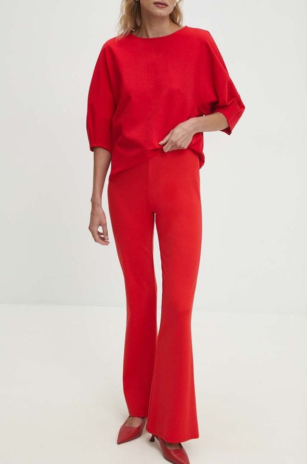 Answear Lab Hlače Answear Lab za žene, boja: crvena, trapez, visoki struk