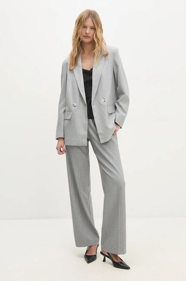 Answear Lab Hlače Answear Lab za žene, boja: siva, ravni kroj, visoki struk