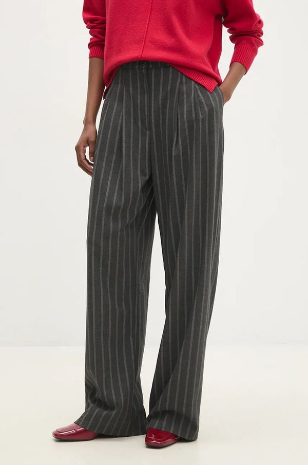 Answear Lab Hlače Answear Lab za žene, boja: siva, široke, visoki struk