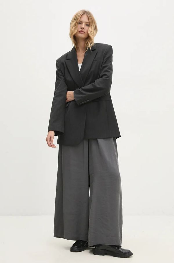 Answear Lab Hlače Answear Lab za žene, boja: siva, široke, visoki struk