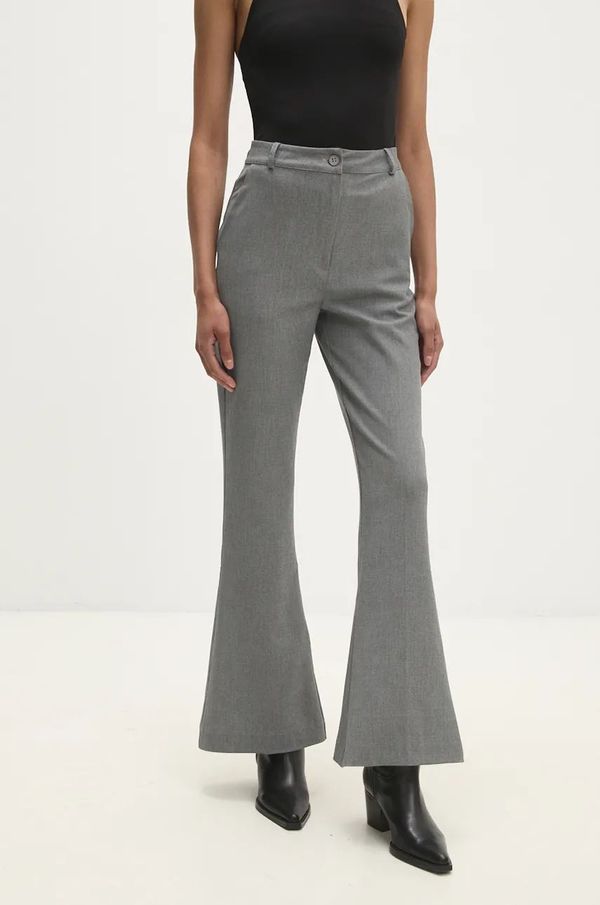 Answear Lab Hlače Answear Lab za žene, boja: siva, trapez, visoki struk