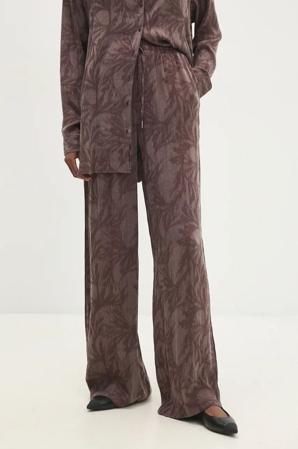 Answear Lab Hlače Answear Lab za žene, boja: smeđa, ravni kroj, visoki struk