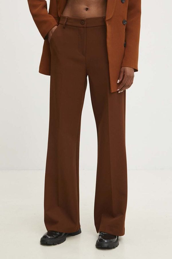 Answear Lab Hlače Answear Lab za žene, boja: smeđa, ravni kroj, visoki struk