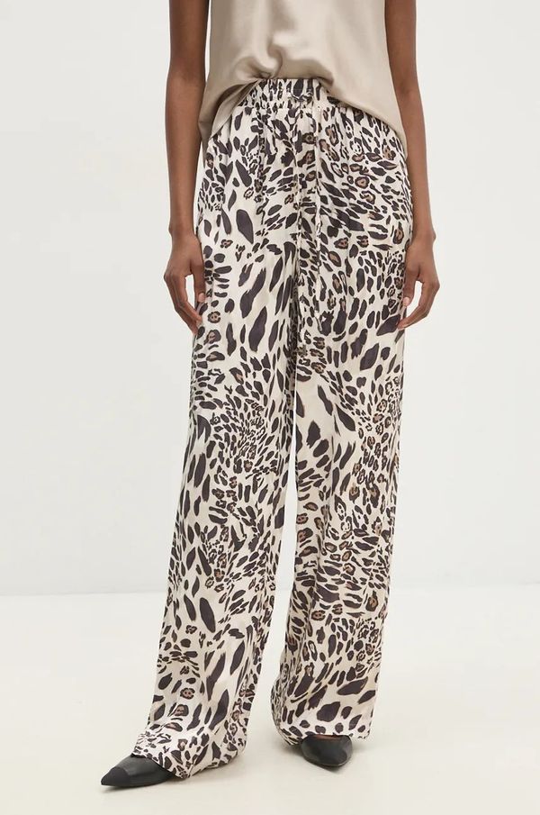 Answear Lab Hlače Answear Lab za žene, boja: smeđa, ravni kroj, visoki struk