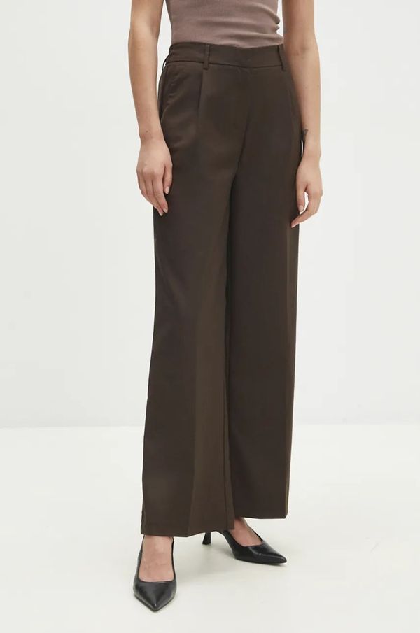 Answear Lab Hlače Answear Lab za žene, boja: smeđa, ravni kroj, visoki struk