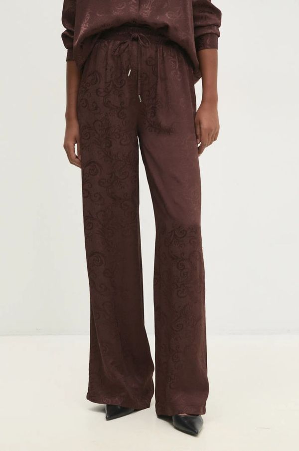 Answear Lab Hlače Answear Lab za žene, boja: smeđa, ravni kroj, visoki struk