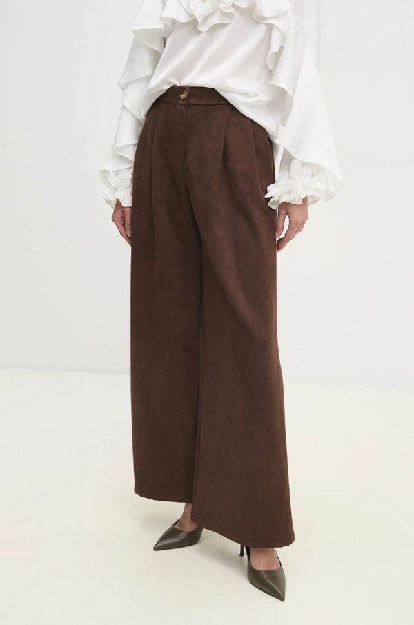 Answear Lab Hlače Answear Lab za žene, boja: smeđa, široke, visoki struk