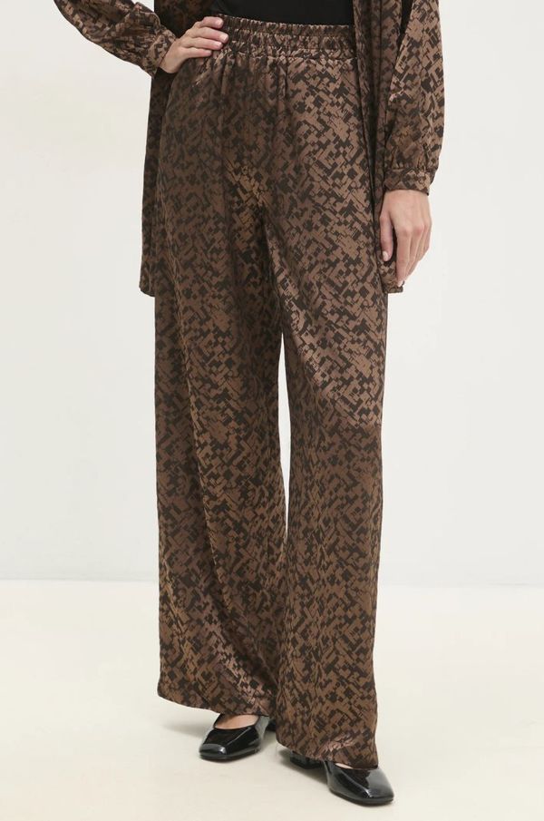 Answear Lab Hlače Answear Lab za žene, boja: smeđa, široke, visoki struk