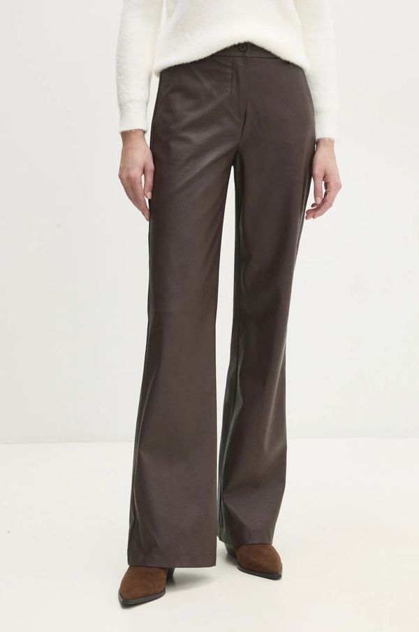 Answear Lab Hlače Answear Lab za žene, boja: smeđa, trapez, visoki struk