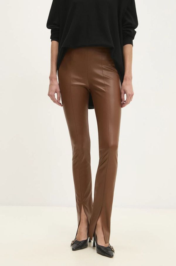 Answear Lab Hlače Answear Lab za žene, boja: smeđa, uski kroj, visoki struk