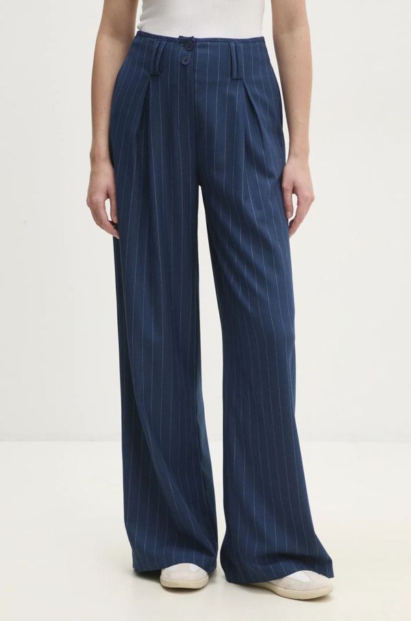 Answear Lab Hlače Answear Lab za žene, boja: tamno plava, ravni kroj, visoki struk