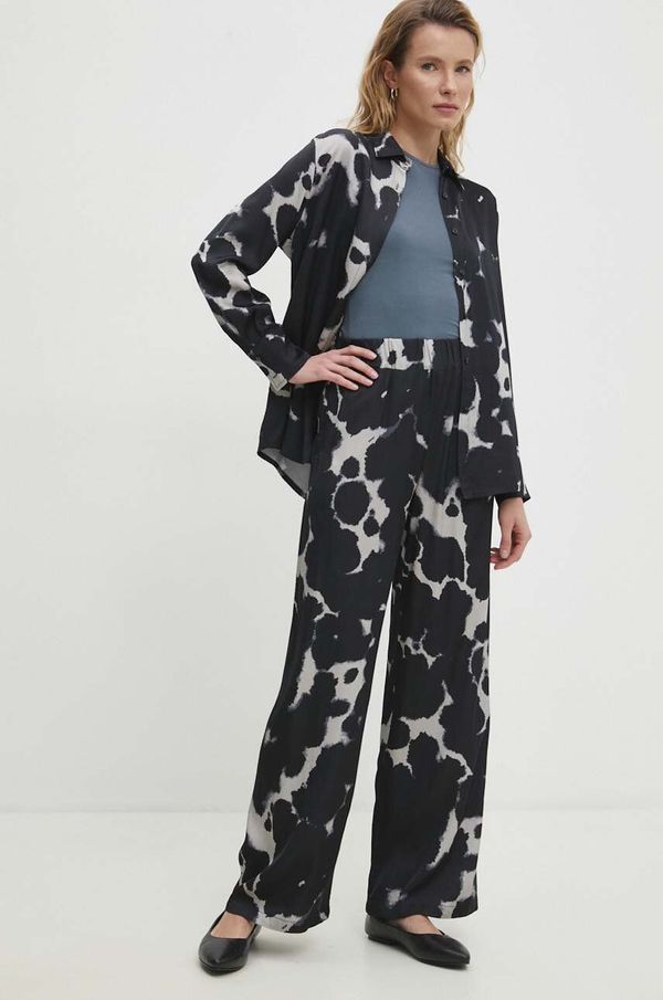 Answear Lab Hlače Answear Lab za žene, boja: tamno plava, široke, visoki struk